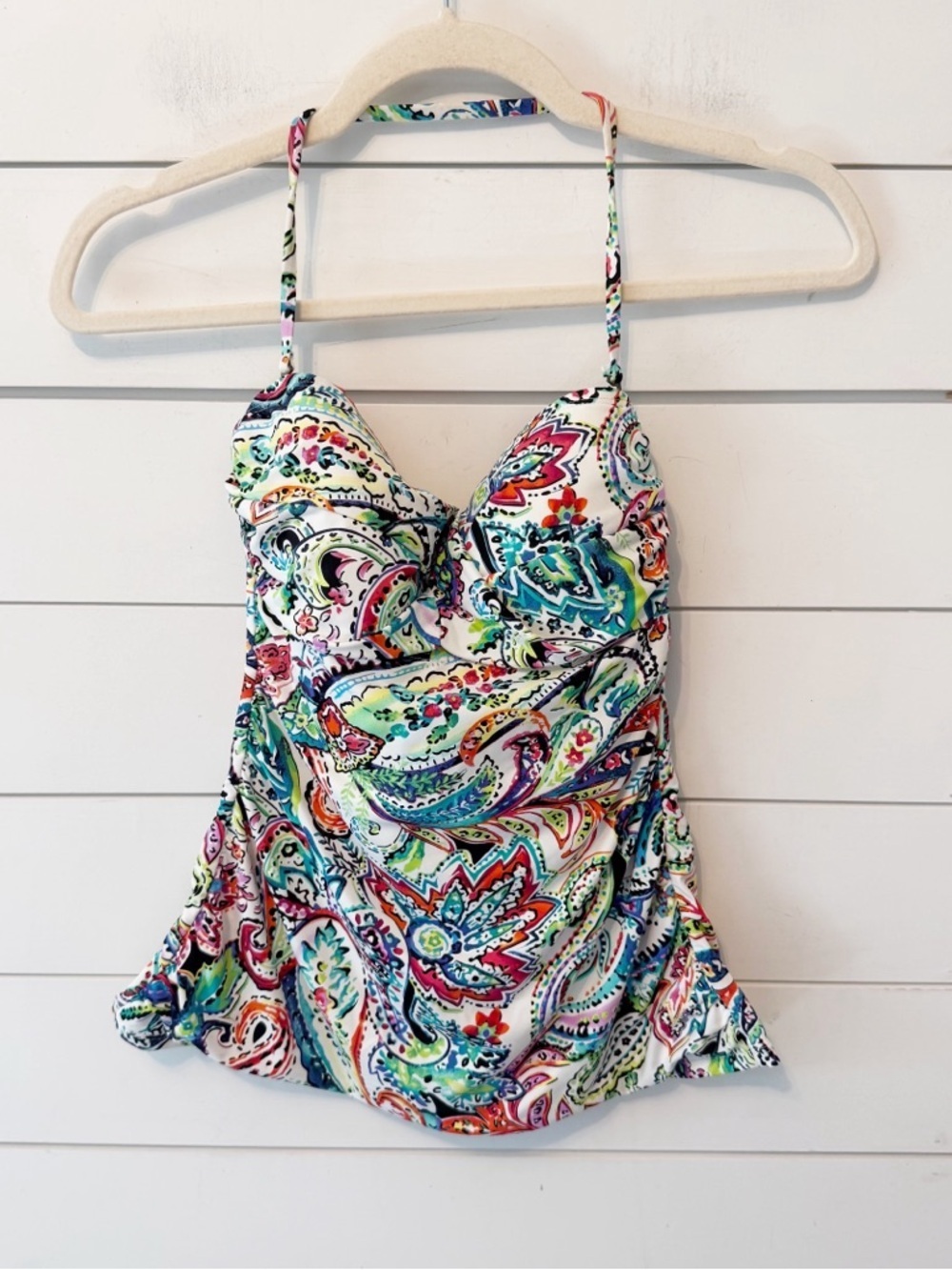 Lauren Ralph Lauren Captiva Paisley Bandeau Twist Front Tankini Top ONLY Size 4